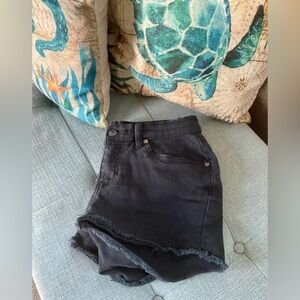 Black Denim High-Waisted Shorts